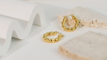 Boucles d'Oreilles : Croissant Double Twist Hoop